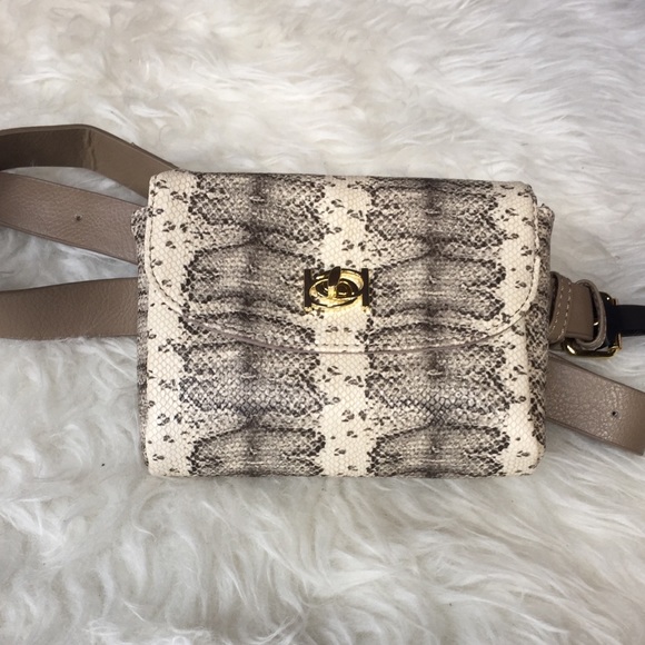 bebe Handbags - BEBE SNAKE PRINT BELT BAG